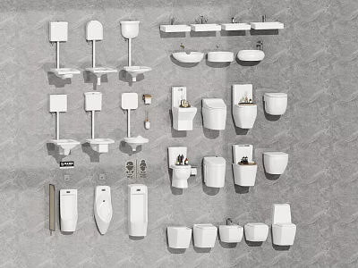 Modern Bathroom Toilet Collection With Different Installation Styles And White Ceramic Designs 3d model