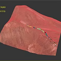 3D Mountainous Terrain Model With Green Vegetation Snow Patches And Winding Valleys