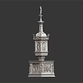 Ancient Architecture Stone Pagoda With Multi tiered Structure And Intricate Base Carvings