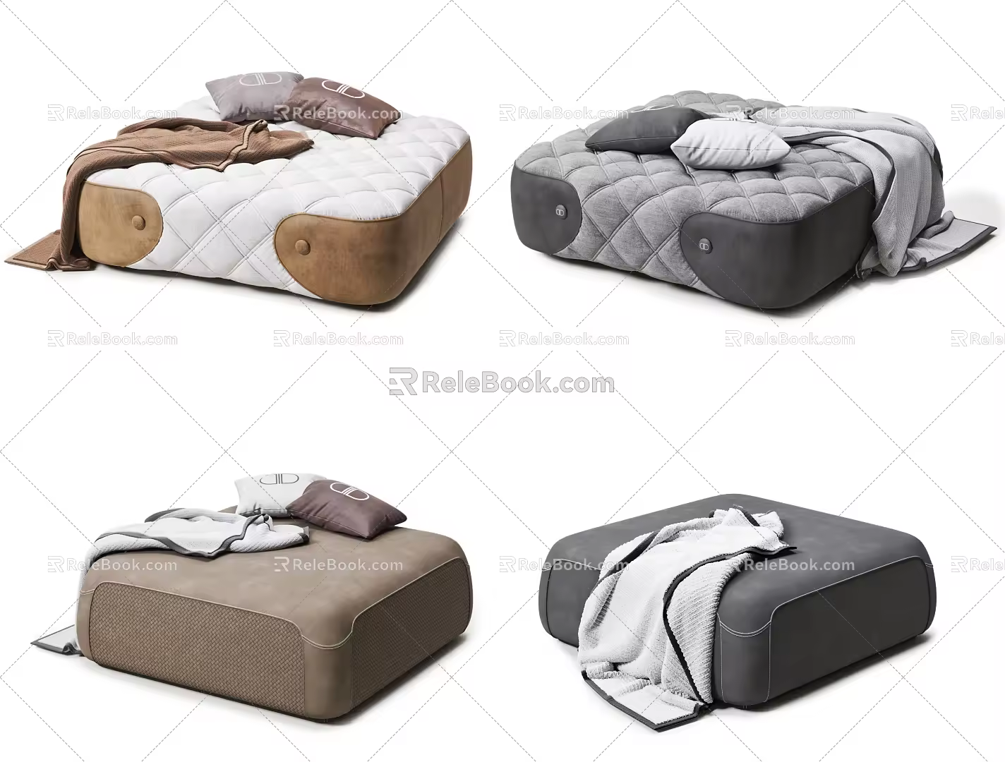 Modern sofa stool combination 3d model