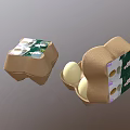 Chicken Eggs in Paper Cartons with Green Label Open Box Showing Orange Light Green Shells