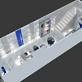 Modern Clothing Store Interior Featuring Bright Lighting Display Racks And Decorative Screens 3d model