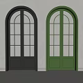 Elegant Black And Green Arched Doors With Classic Glass Panes Design