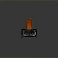 3D Rendered Weapon Featuring Green Red Blue Sections Yellow Straps And Mechanical Parts