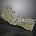 Natural Wood Stone With Green Moss Covered Surface And Rough Texture