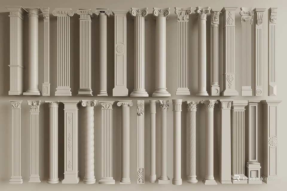 Collection Of Classic Roman Columns In Various Styles 3d model 