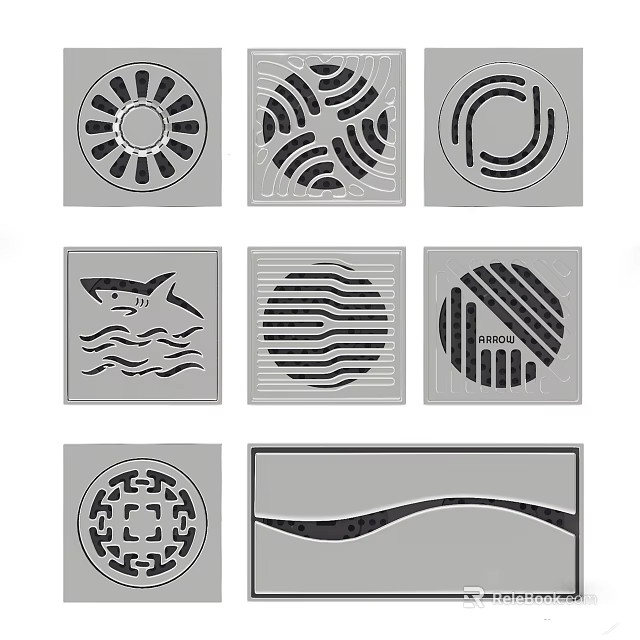 Bathroom Accessories Various Decorative Drain Covers With Different Patterns And Designs 3d model