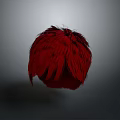 Game Movie Character Red Feathery Sphere Floating On Gray Background