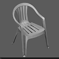 Simple White Plastic Leisure Chair With Armrests And Striped Design For Indoor Outdoor Use