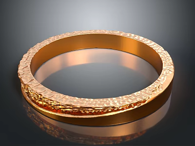 Golden Textured Bracelet With Shiny Surface And Intricate Carved Details 3d model