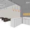 Modern Public Office Space Layout With Workstations Storage Units And Ceiling Lights 3d model