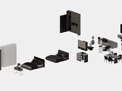 Modern Sleek Entryway Cabinet and Side Cabinet Storage Organizer Home Furniture Design 3d model