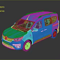 Blue Renault Van With Modern Design Roof Rack And Black Windows Shiny Exterior