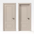 Two Simple Paneled Hinged Doors With Light Color And Black Handles 3d model