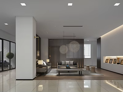 modern lounge area office lounge area walkway 3d model