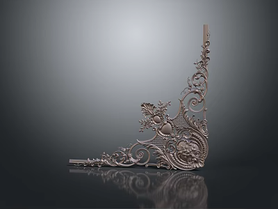 Intricate Metal Sculptural Carving With Ornate Patterns And Decorative Corner Design 3d model