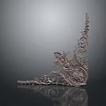 Intricate Metal Sculptural Carving With Ornate Patterns And Decorative Corner Design