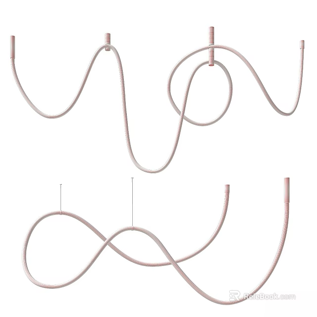 Modern Curved Metallic Chandeliers With Elegant Loop Design For Interior Decor 3d model 