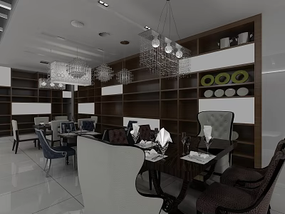 Elegant Modern Kitchen Store With Luxury Cabinets And Display Decorations 3d model