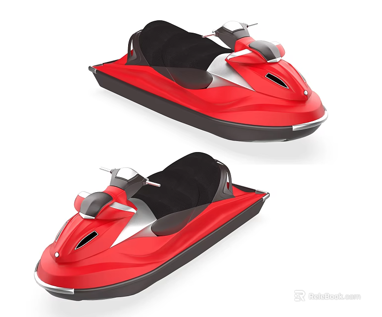 Red Jet Skis With Sleek Design And Black Seats For Water Sports 3d model 