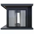Modern Outdoor Garden Room with Black Frame Large Windows and Louvered Panels