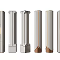 Modern Architectural Columns With Sleek Lines Metallic Accents And Varied Geometric Designs