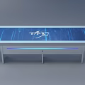 Modern Public Information Facility With Blue Illuminated Digital Screen And Long Table Design 3d model