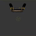 Stylish Black Shoulder Bag Daily Use Item with Crocodile Texture Yellow Trim and Metal Hardware