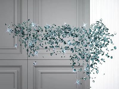 Sparkling Crystal Chandelier With Hanging Decorative Elements Against White Paneled Walls 3d model