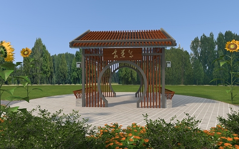 Park pavilion, rest pavilion, pavilion, Chinese pavilion, retro pavilion, national style pavilion, rest stool, park signboard 3d model