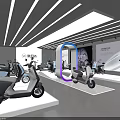 Yadea Electric Scooter Showroom Interior with Neatly Arranged Vehicles and Modern Lighting