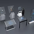 Technology Exhibition Hall Featuring Interactive Holographic Displays Digital Tables And Transparent Screens