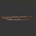 Traditional Handcrafted Wooden Sled With Wooden Slats And Rope Bindings