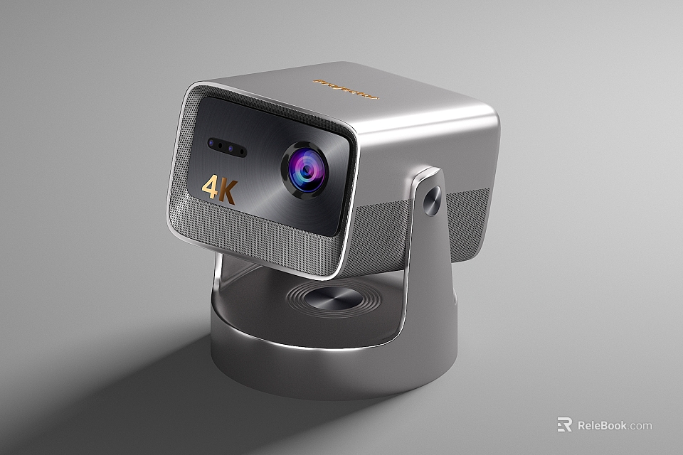 4K Ultra HD Projection Surveillance Camera With Rotatable Base And Sleek Silver Design 3d model 
