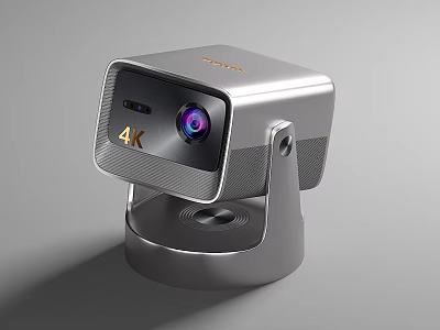 4K Ultra HD Projection Surveillance Camera With Rotatable Base And Sleek Silver Design 3d model