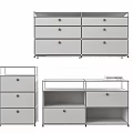 Modern Hallway Cabinet and Side Cabinet with Drawers Open Shelves and Metal Frame