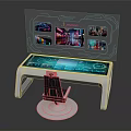 Interactive Tech Table With Touchscreen Surface Floating Digital Screens And Modern Display Setup 3d model