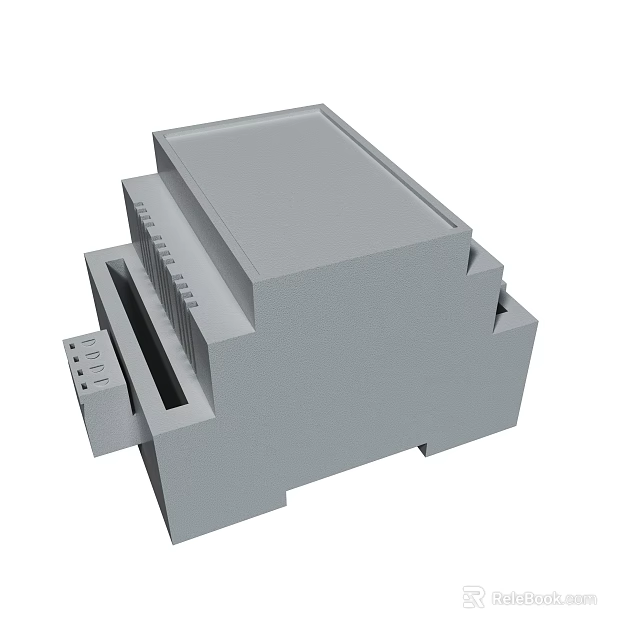 Gray Industrial Electronic Device With Multiple Ports And Slots Structure 3d model