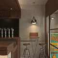 Cozy Bar Featuring Wooden Awning Glass Facade Interior Lighting And Beer Keg