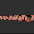 Intricate Sculpture Carving With Red Background Concentric Circles Radial Lines Circular Holes And Symmetrical Patterns