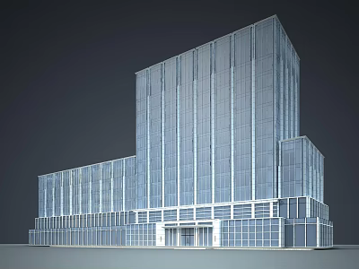 Modern High Rise Office Building With Glass Curtain Wall And Sleek Exterior Design 3d model