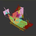 Ancient Wooden Sailing Ship Model with Sails Cabin and Display Stand