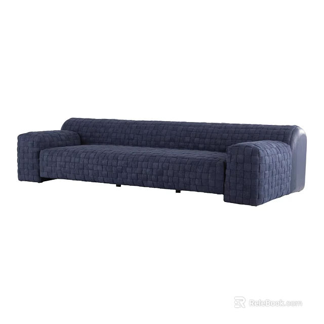 Modern Navy Blue Sectional Sofa with Tufted Pattern for Living Room Decor 3d model