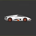 Futuristic White Sports Car With Red Wheels And Angular Sleek Design