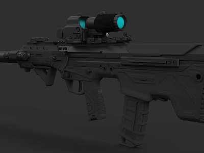 Advanced Modern Tactical Rifle With Blue Illuminated Scope And Ergonomic Grip 3d model