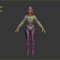 Futuristic Humanoid Character in Metallic Silver Armor With Glowing Red Helmet And Green Accents