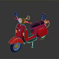 Red Scooter Motorcycle Showcasing Black Seat Rearview Mirrors And Rear Rack