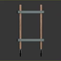 Two Tier Rolling Cart With Light Blue Shelves And Wooden Posts On Wheels