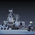 Military Warship Featuring Radar Antennas Mast And Weapon Systems On Deck