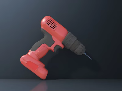 Red and Black Industrial Drill Power Tool with Ergonomic Handle and Cordless Design 3d model